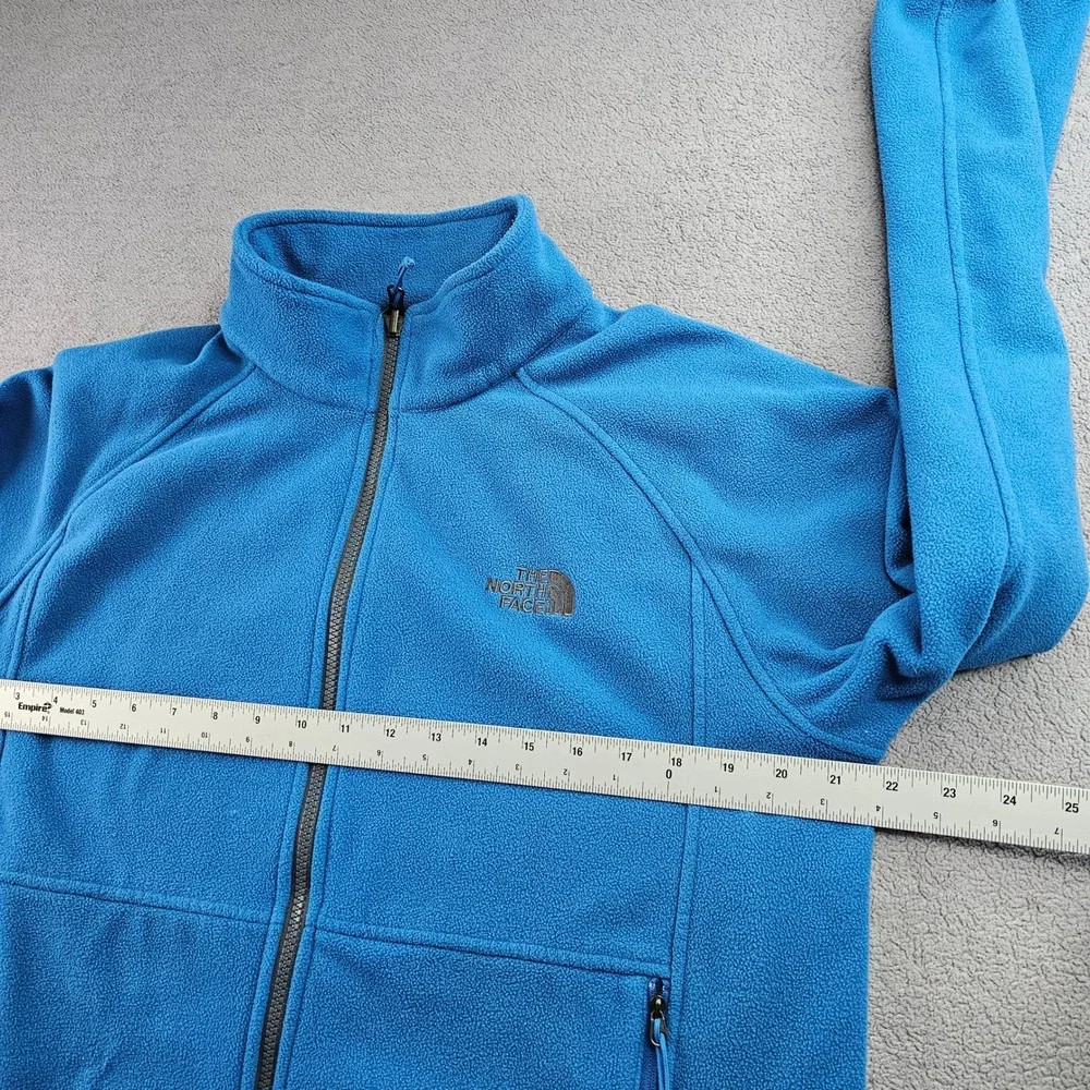 The North Face Fleece Jacket Men's Medium Blue Regular Fit Long‎ Sleeve Full Zip